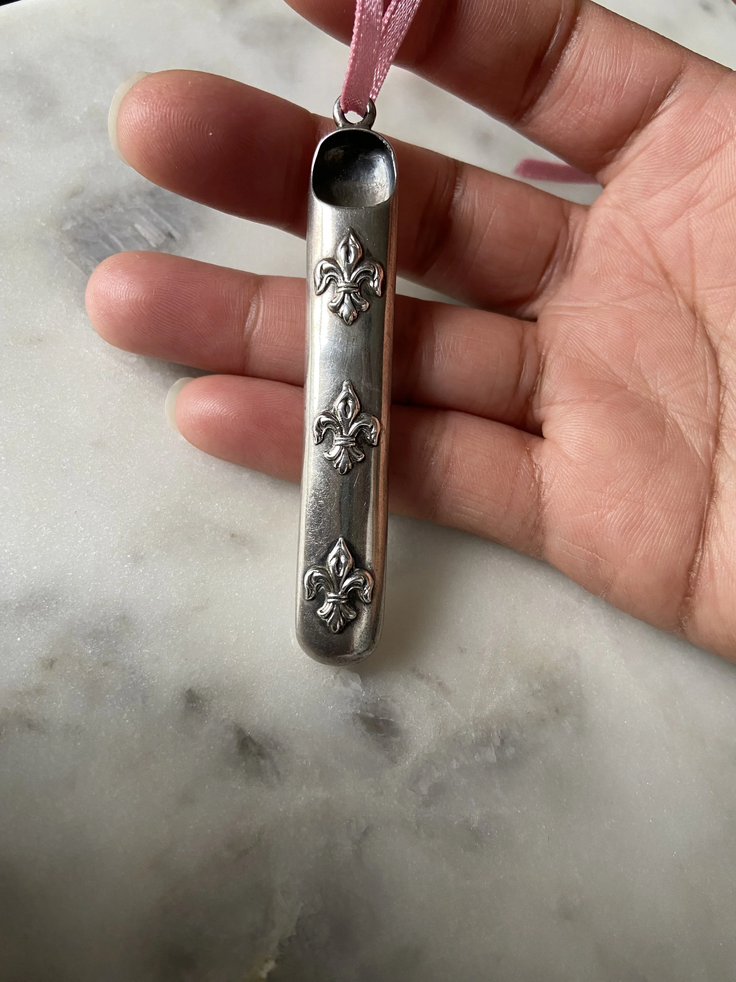 Silver Fleur De Flea Chatelaine Utensil Holder
