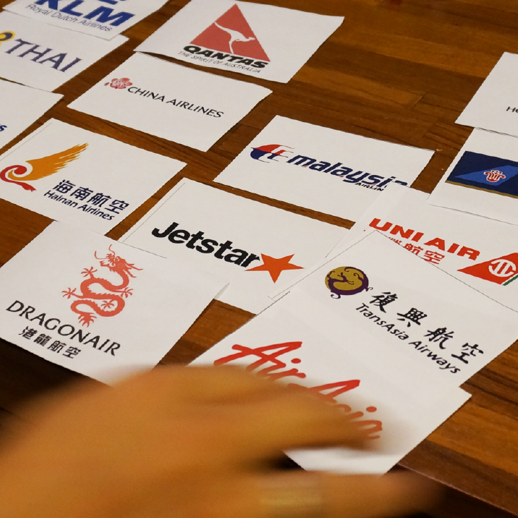Card sorting comparing airlines including international ones, local ones, and low cost carriers enable us to see how users view all these airlines