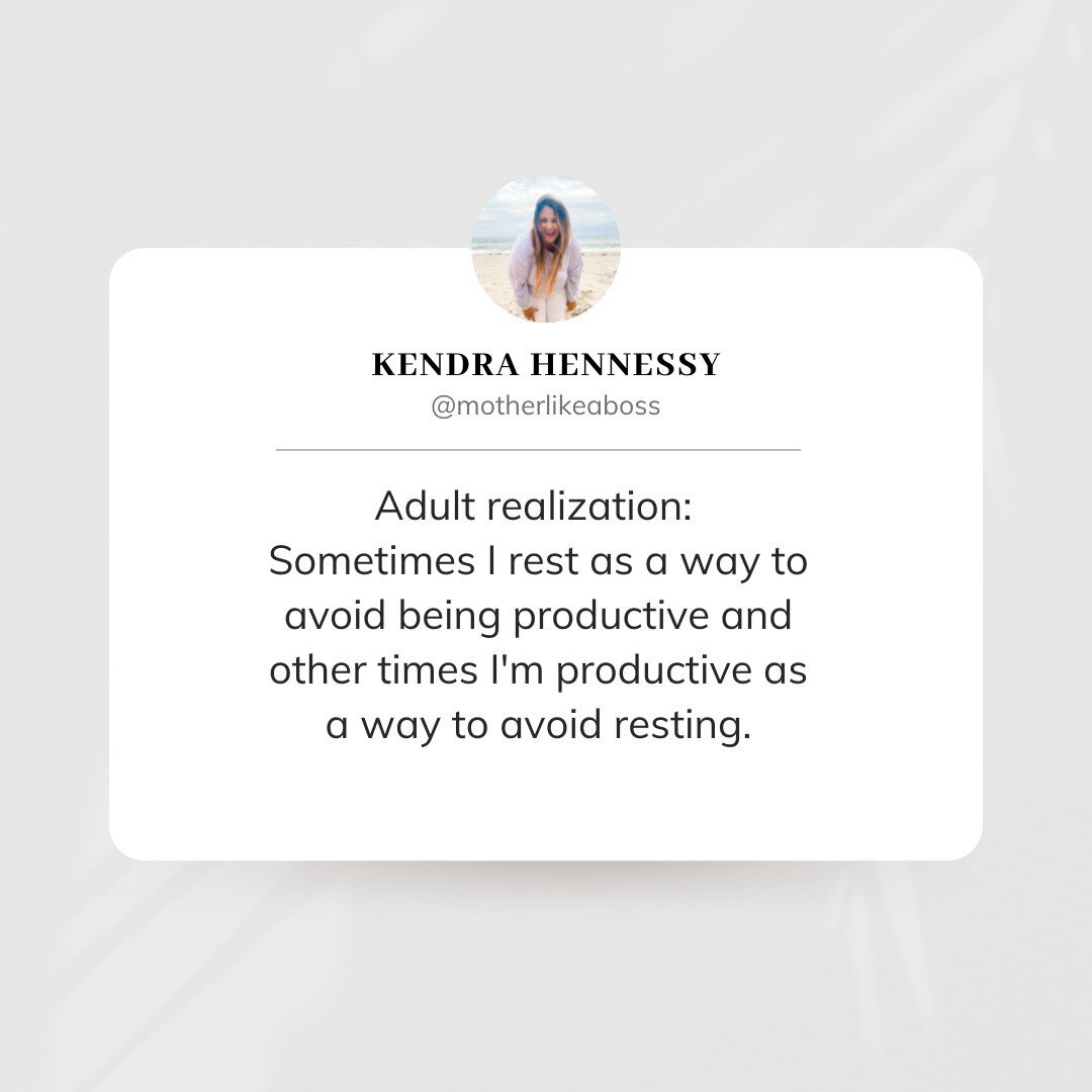 Someone call Alanis, because I have a new line for her song. 

Rest is important, but it can easily be used as an avoidance mechanism. Productivity is important, but it can easily be used as an avoidance mechanism. 

We avoid what scares us, what tri