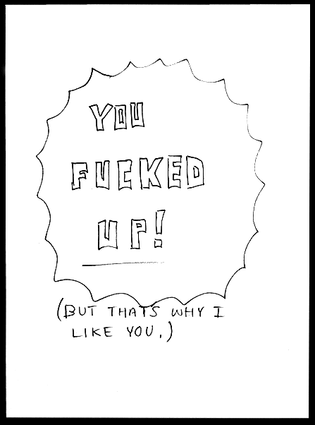 Untitled (You) pen on paper 12x9" 1996