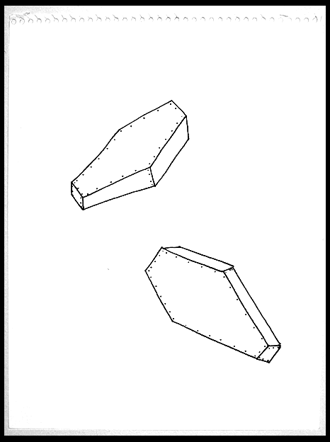 Untitled (Coffins) pen on paper 12x9" 1996