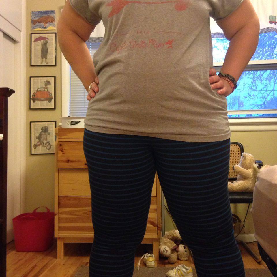 What I usually wear to yoga: $5 sale Old Navy leggings and old tank tops or tee shirts, bare feet. I don't even own my own mat or gear because Zen Riot has it all for me to use.