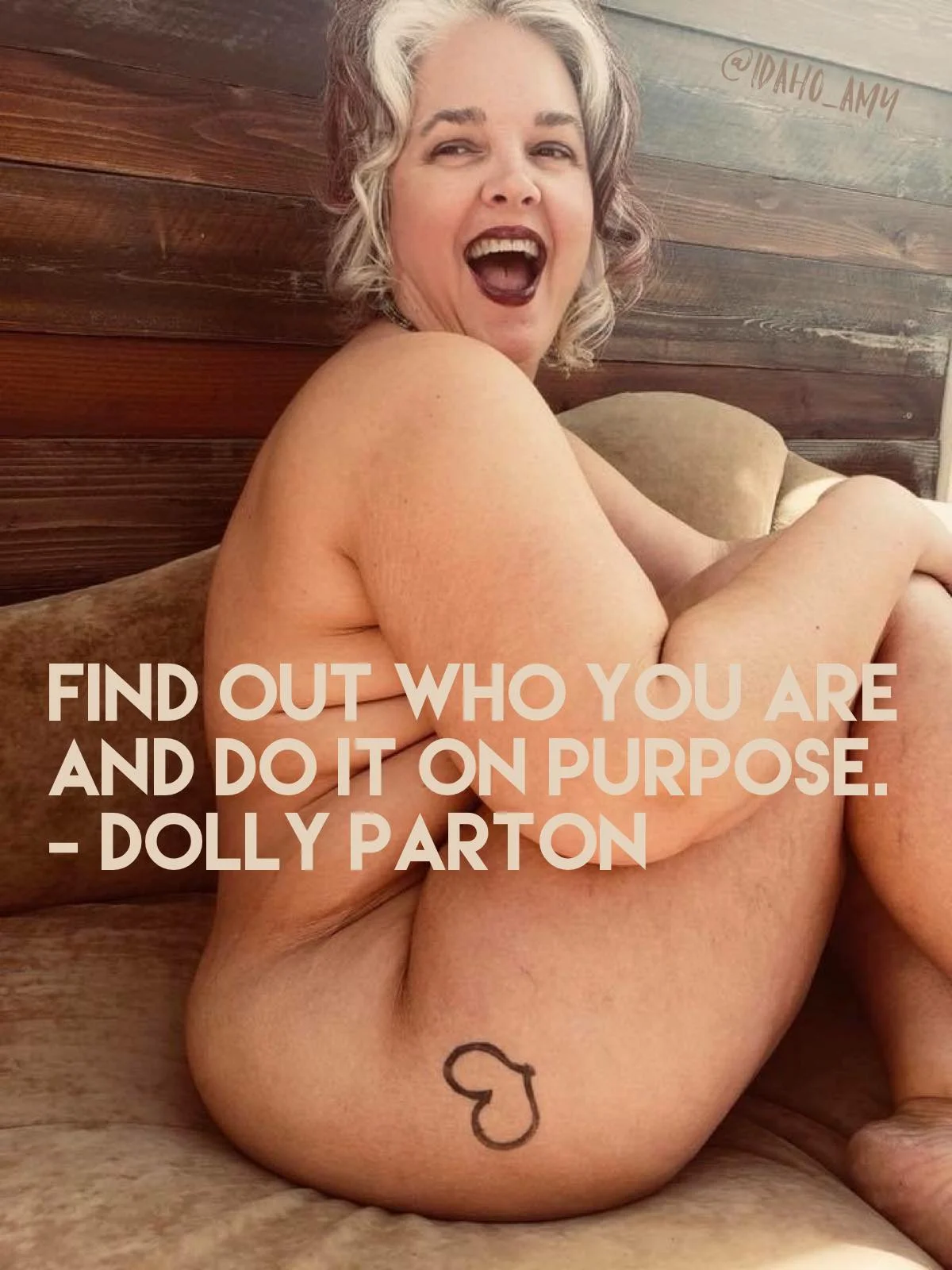 Photo from our first Boise Rad Fat Collective Body Positive Boudoir mini photo shoot last spring; wise words by Dolly Parton inspired by Dumplin’