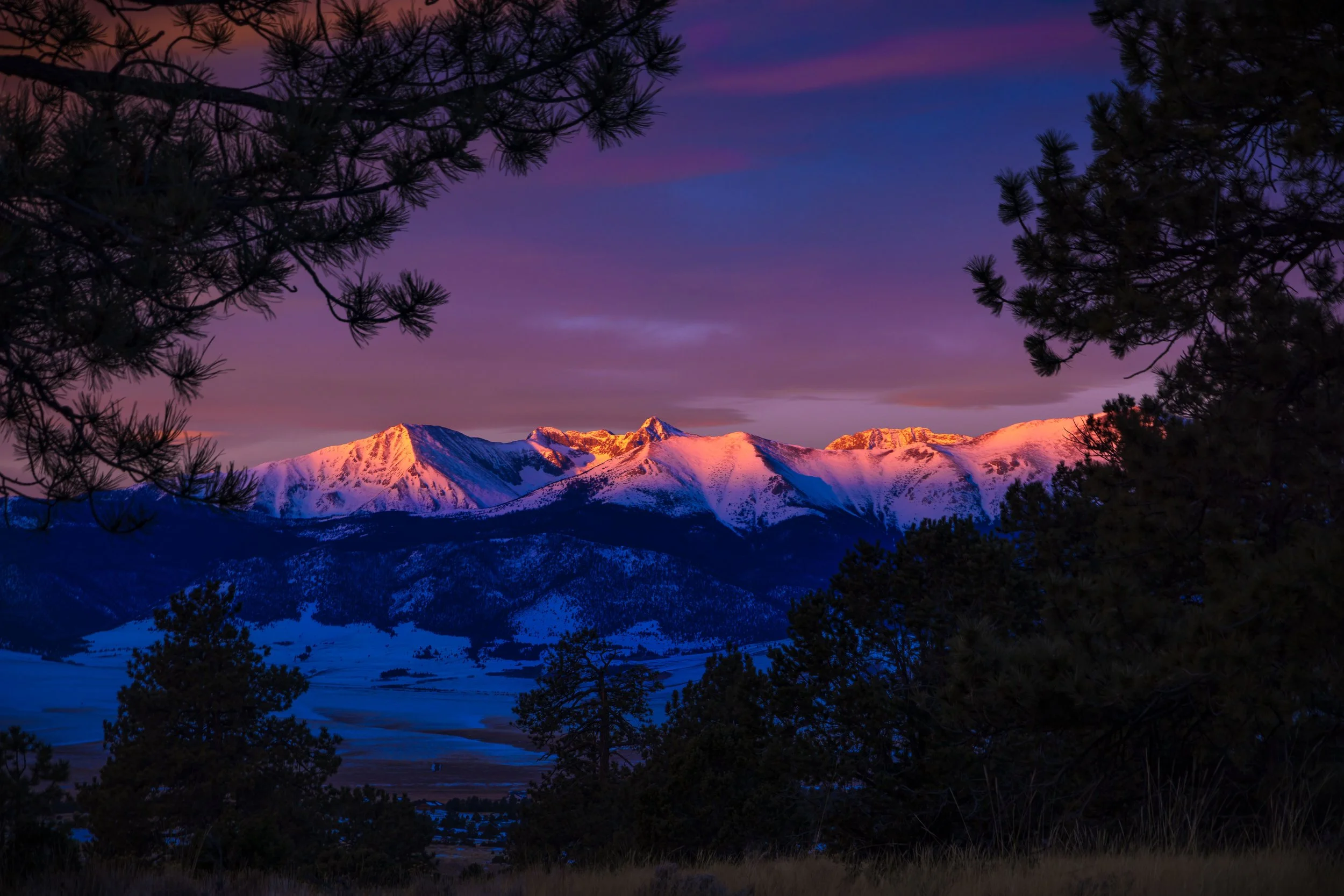 Morning Sunrise Alpenglow on the Rocky Mountains 