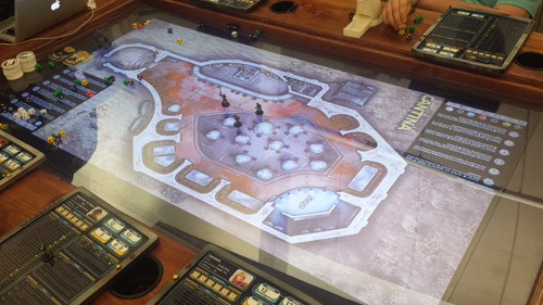 The Edge of the Empire Beginner Game cantina map, supersized on screen.