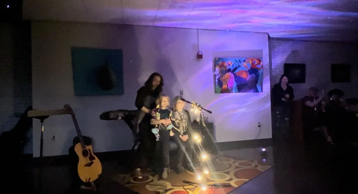 Singing with Pretendly Family at Inaugural First Friday Open Mic