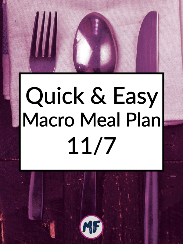 Quick and easy macro friendly meal plan for the week of November 7, 2016. Click to get the recipes and a FREE menu planning template to keep you organized and fed all week long!
