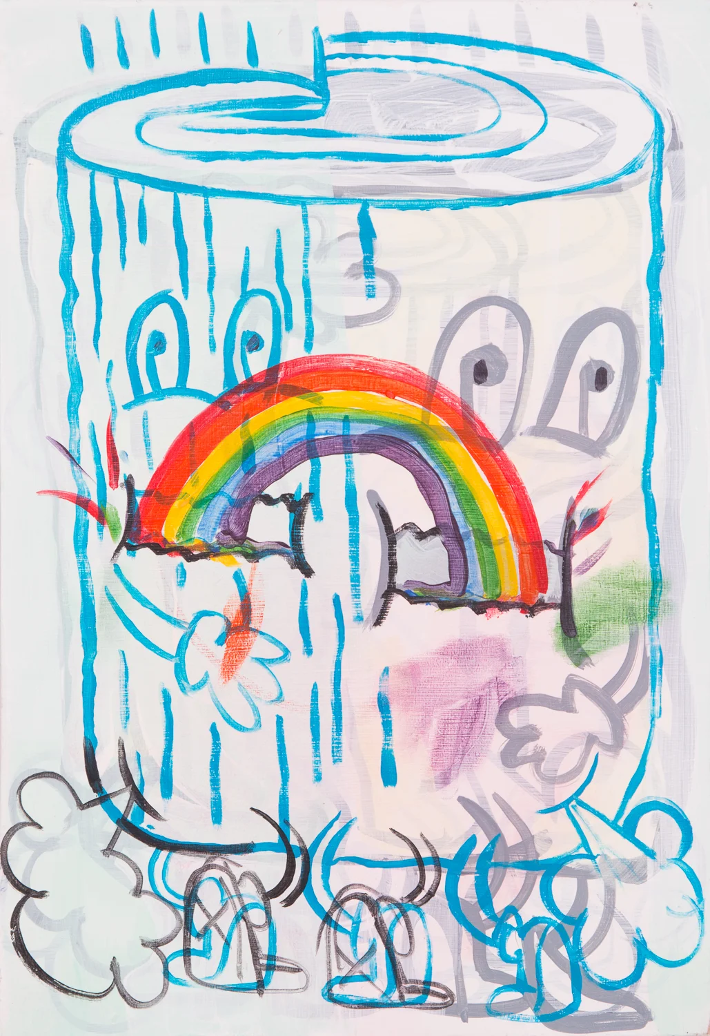   "Rainbow 2-Faced Mutha." 2014. Acrylic on Board. 16" x 11."  