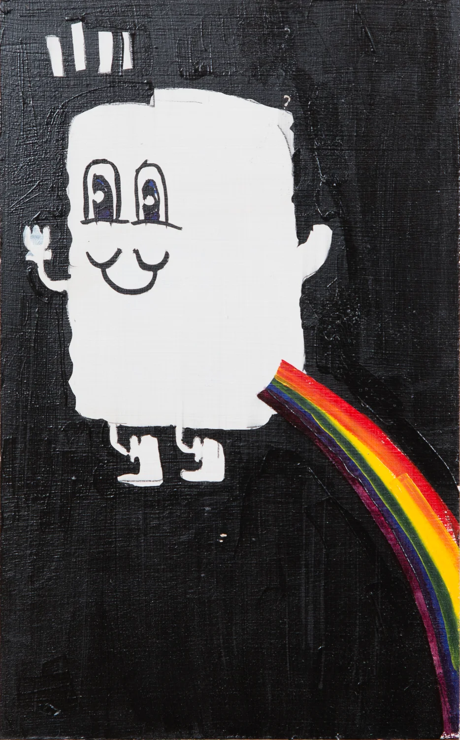  "Rainbow Ghost #2." 2015. Acrylic on Board. 11-1/4" x 7." 