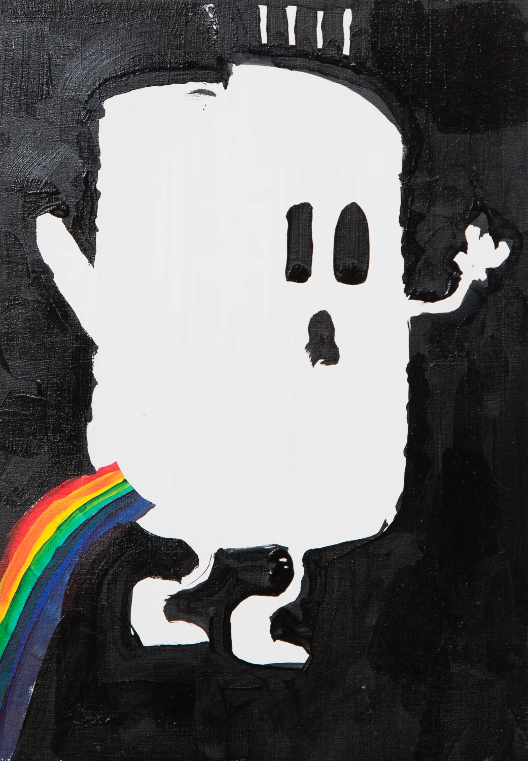  "Rainbow Ghost #1." 2015. Acrylic on Board. 9-1/4" x 6-1/2." 