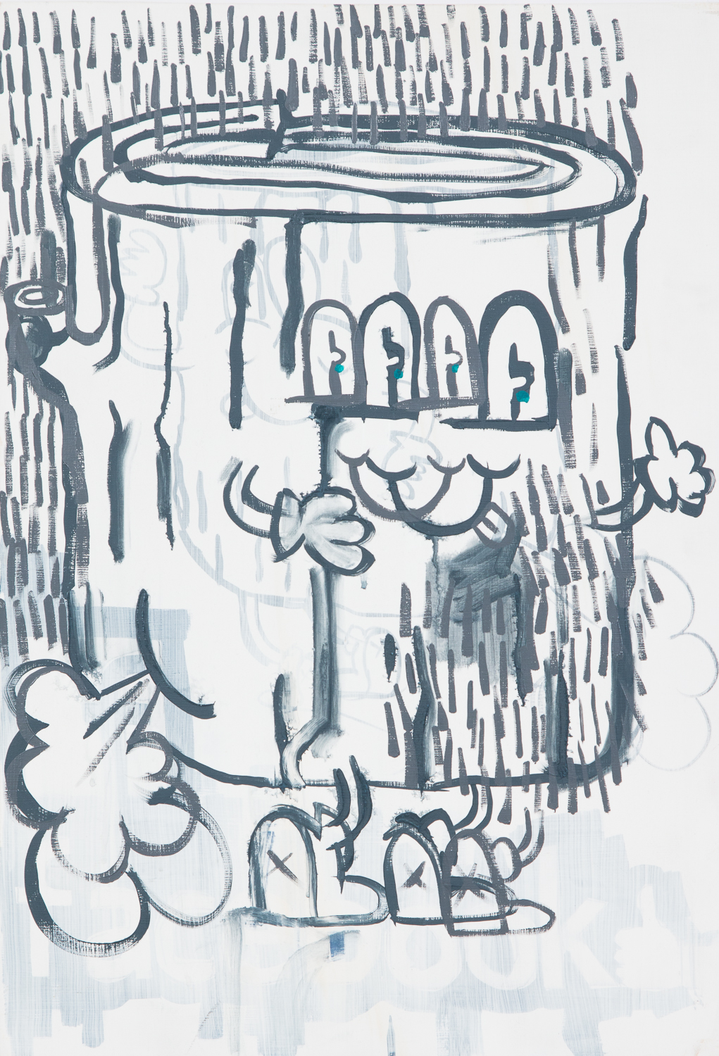  "Log Beard." 2013. Acrylic on board. 15" x 25."&nbsp; 