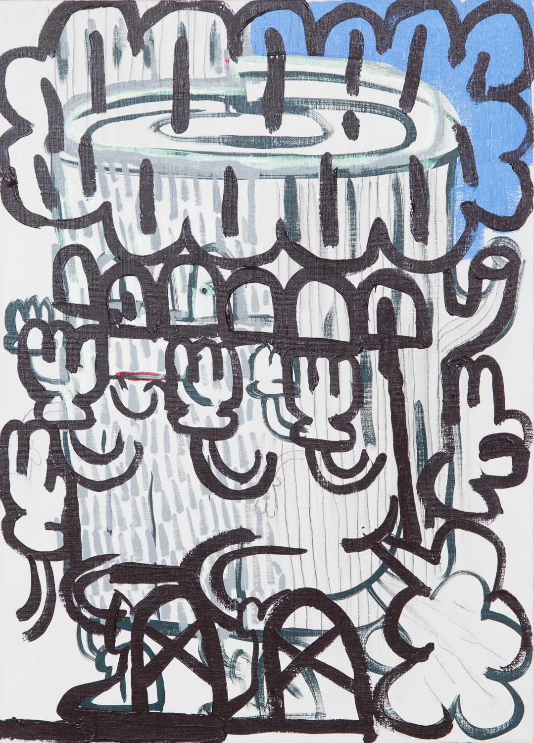  "LOG! (Danger!)." 2013-15. Acrylic on Linen. 17" x 12-1/2." 