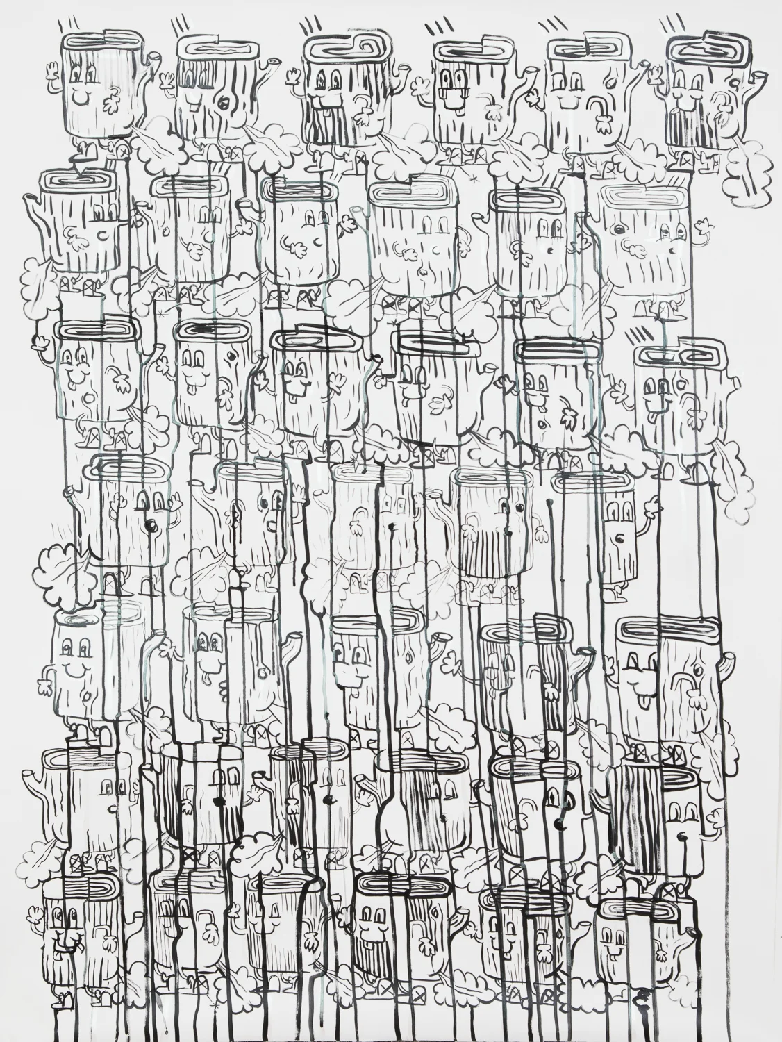  "Logs #3." 2014-15. Acrylic on Paper. 52" x 36." 