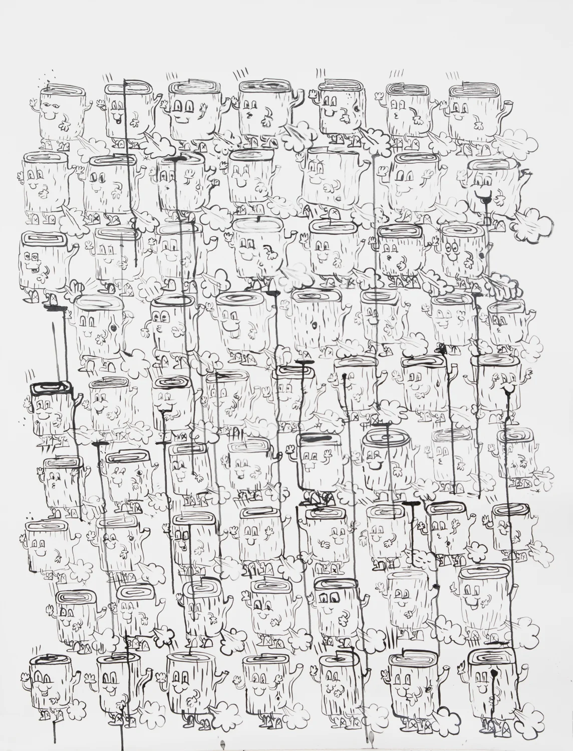  "Logs #1." 2014-15. Acrylic on Paper. 47" x 36." 