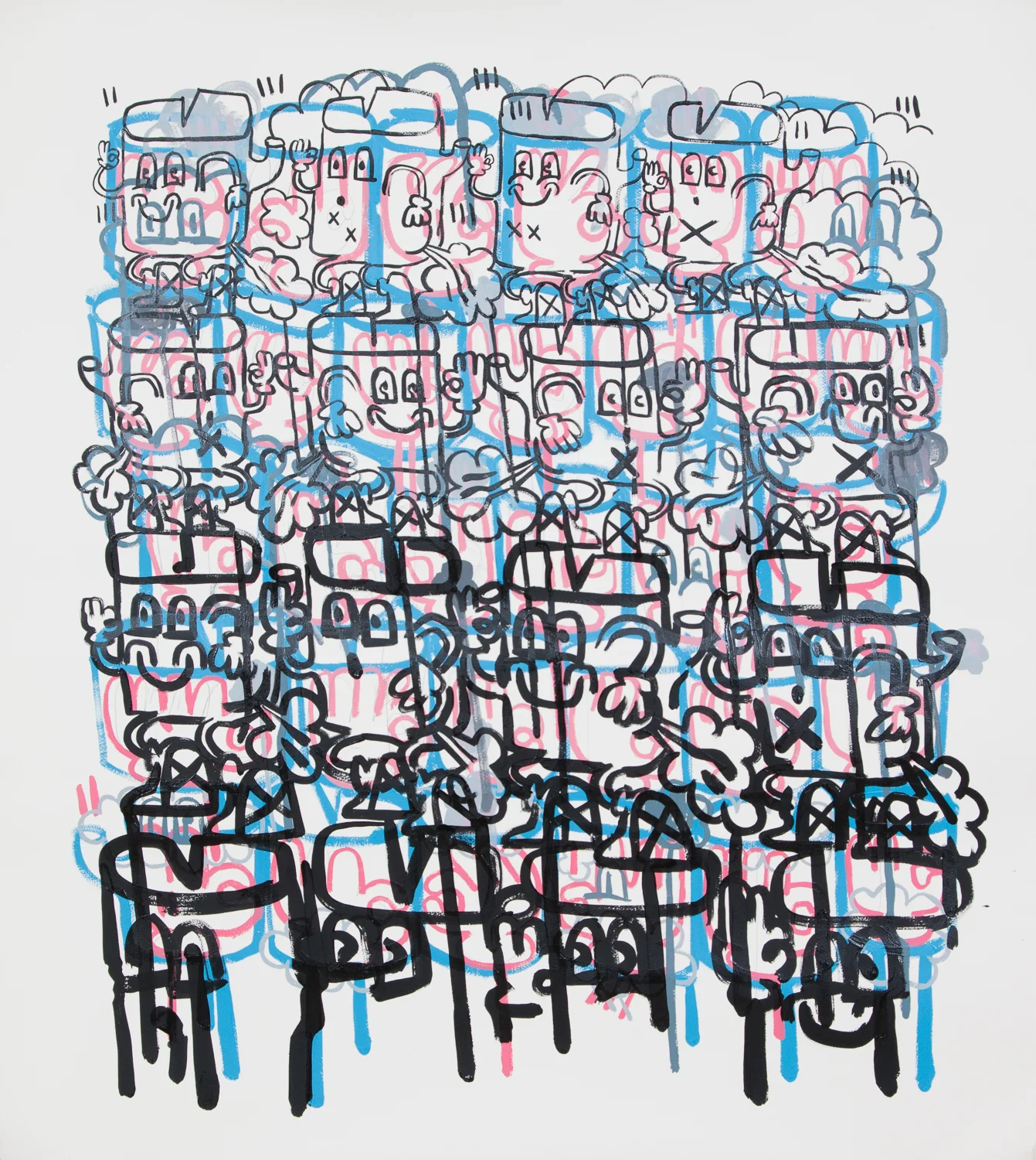  "This Way and That." 2015. Acrylic on Paper. 52" x 42." 