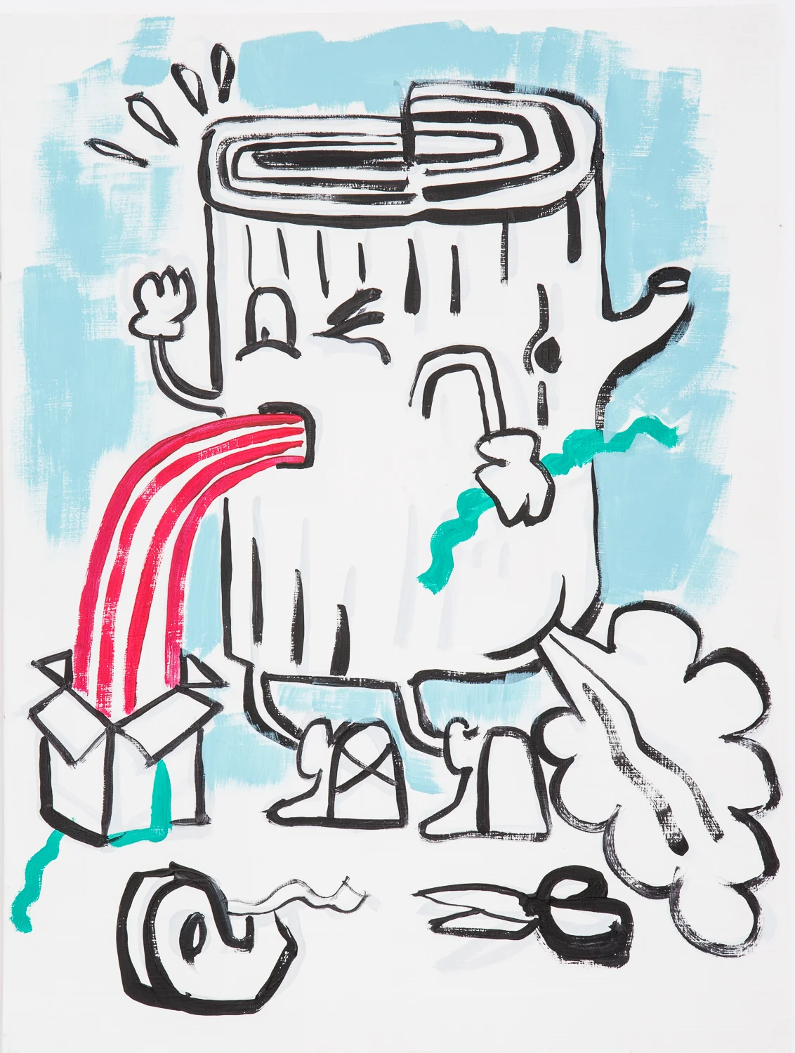  "Xmas Barf Wrap."&nbsp;2014. Acrylic on Board. 16-1/2" x 12-1/2." 