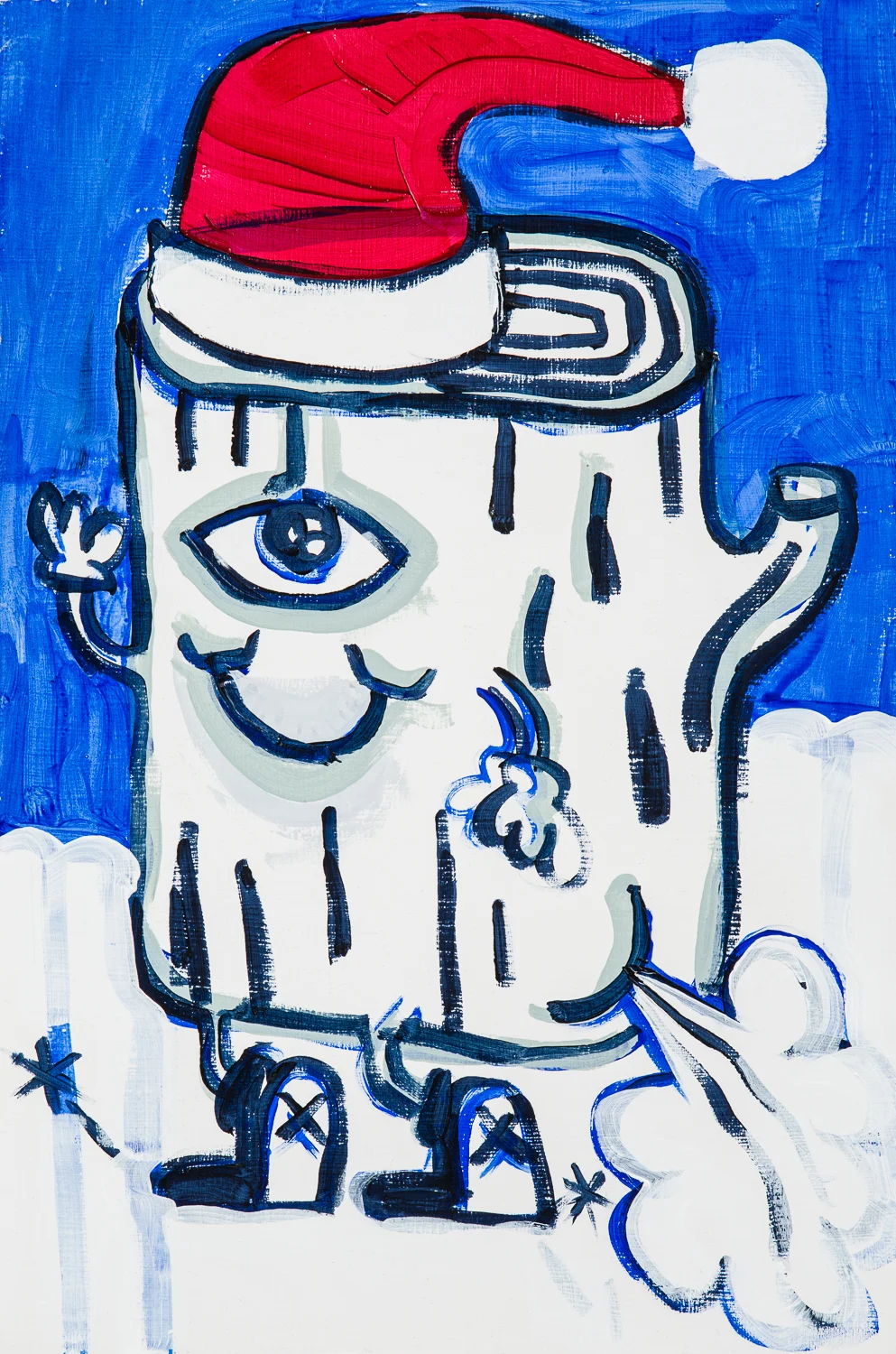  "Xmas Cyclops!" 2014. Acrylic on Board. 12" x 9." 