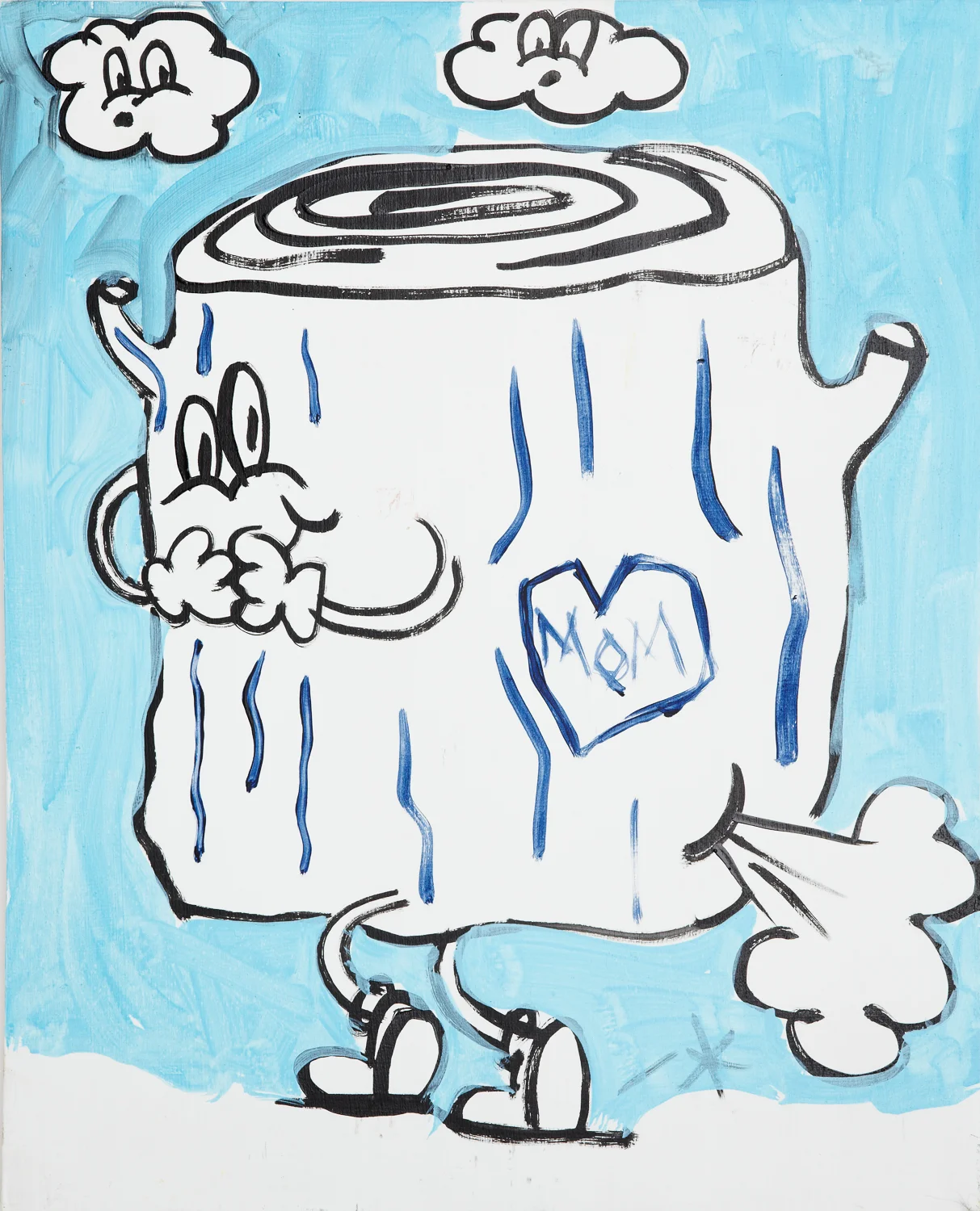  "Mom Log." 2014. Acrylic on Board. 16-1/2" x 12-1/2." 