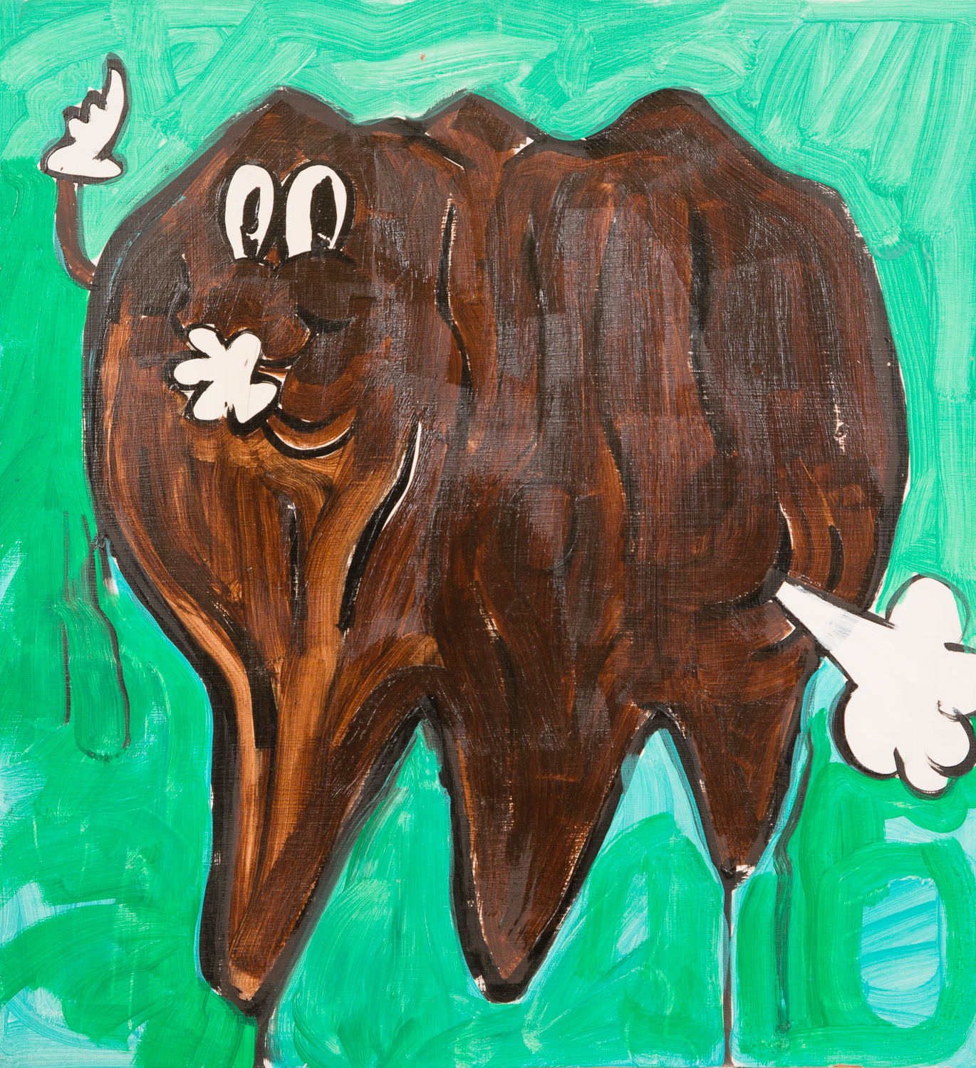  "George Washington's Tooth, Farting." 2011. Acrylic on Board. 20-1/2" x 19." 