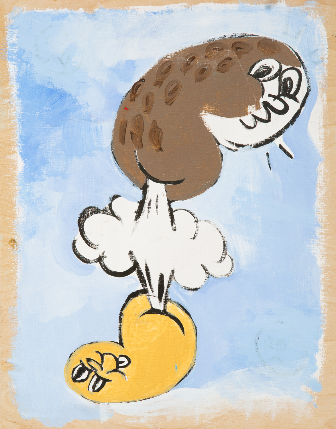  "Two Beans Farting." 2011. Acrylic on Board. 15" x 12." 