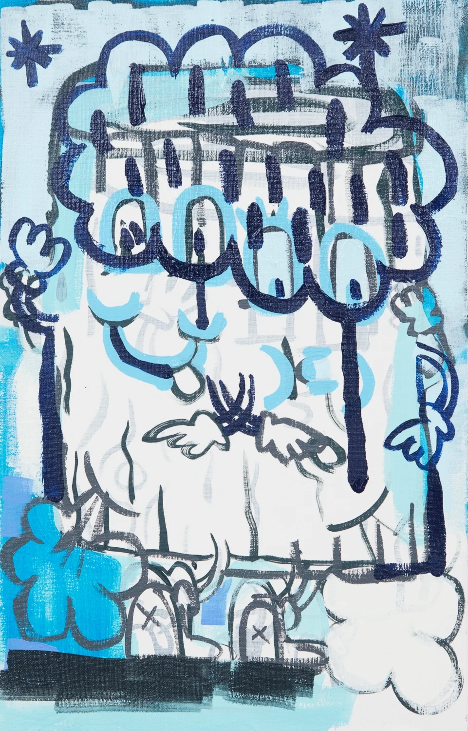 "Log Party #3." 2015. Acrylic on linen. 18" x 11-1/2." 