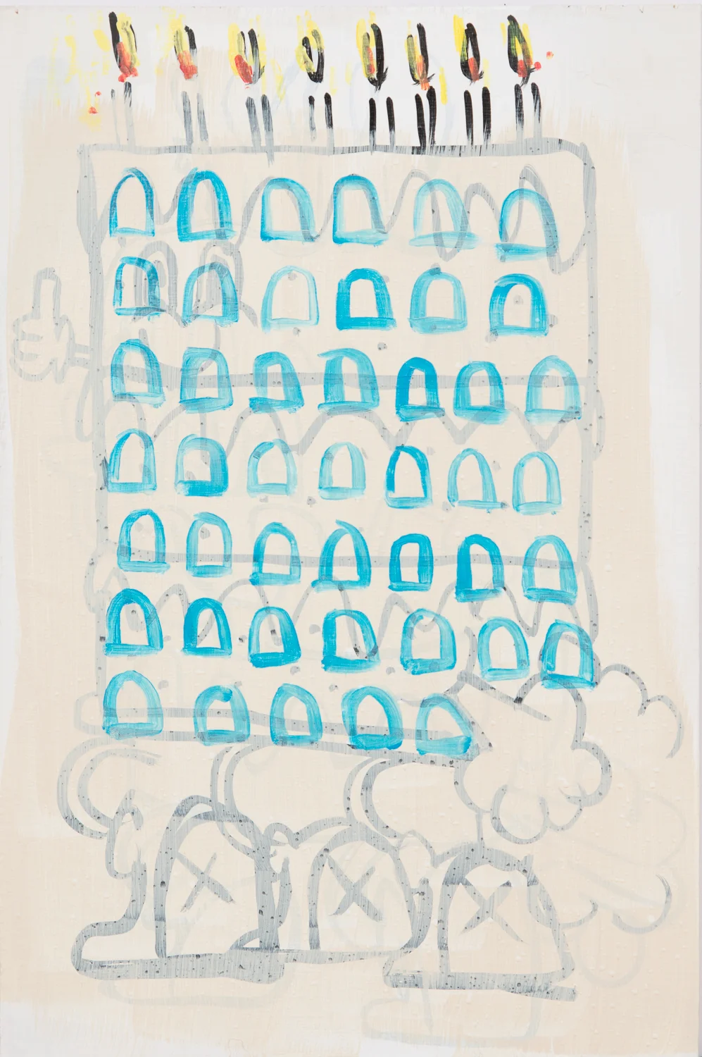  "High-rise Cake #2." 2015. Acrylic on Board. 13-1/2" x 9." 