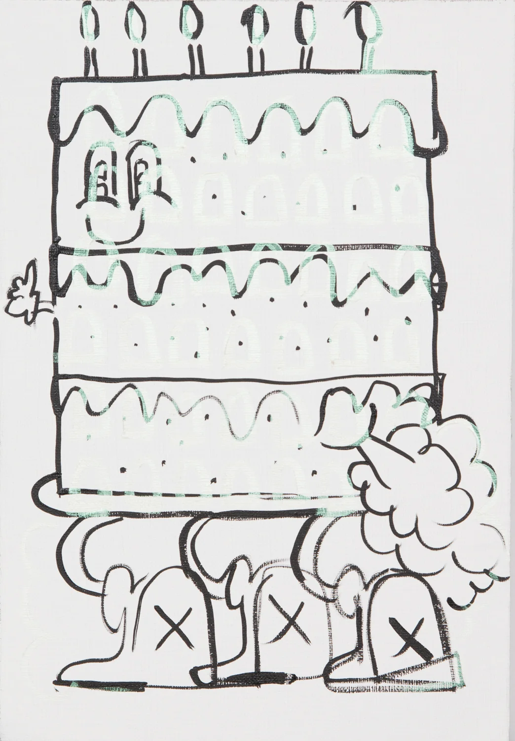  "High-rise Cake #1." 2015. Acrylic on Linen. 13-1/2" x 9." 