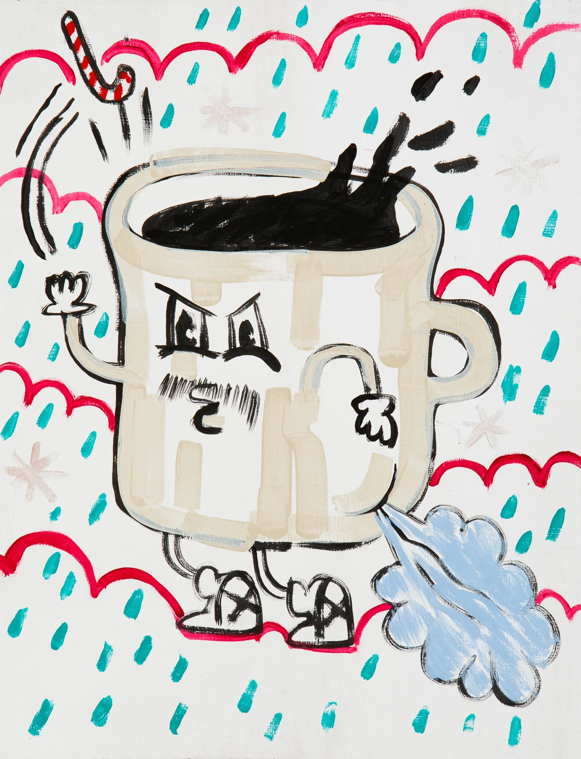  "Grumpy Xmas Coffee!" 2014. Acrylic on Board. 16" x 12." 