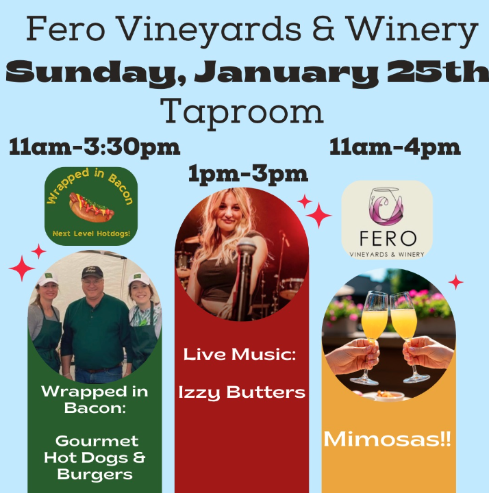 Izzy Butters (Live Music), Mimosas, Wrapped in Bacon (Food Stand)