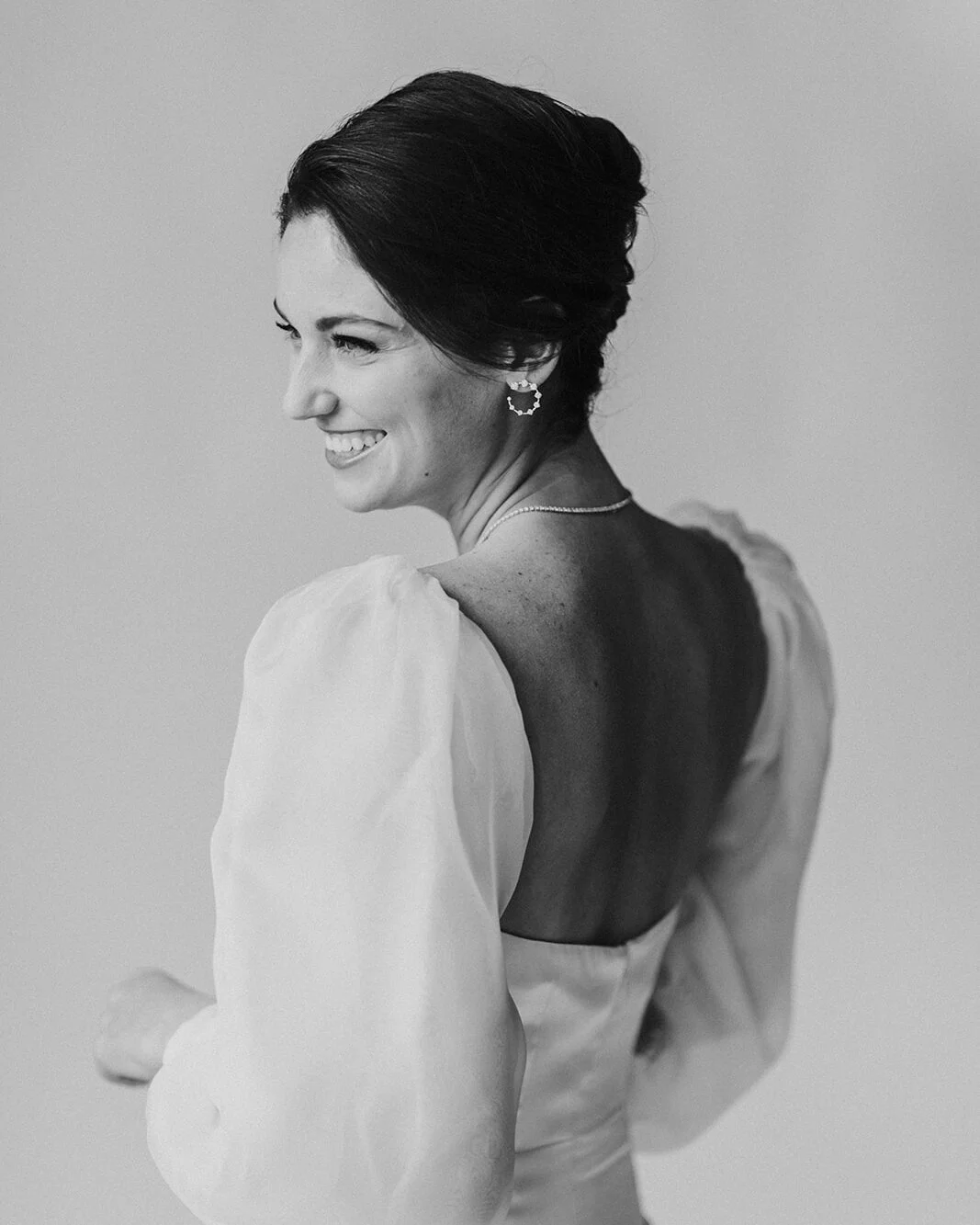 Gigi Jumpsuit &amp; Chiara Sleeves, Silk Crepe Backed Satin and Silk Organza. Made exclusively in Boston, MA.