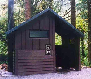 Cascadian vault toilet accessible restroom facility, CXT Concrete Buildings