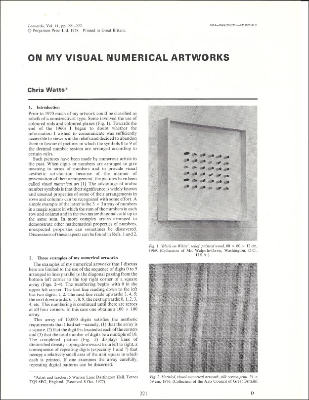 Leonardo, Vol 11. pp. 221-222 Pergamon Press Ltd. 1978 Click HERE for the PDF