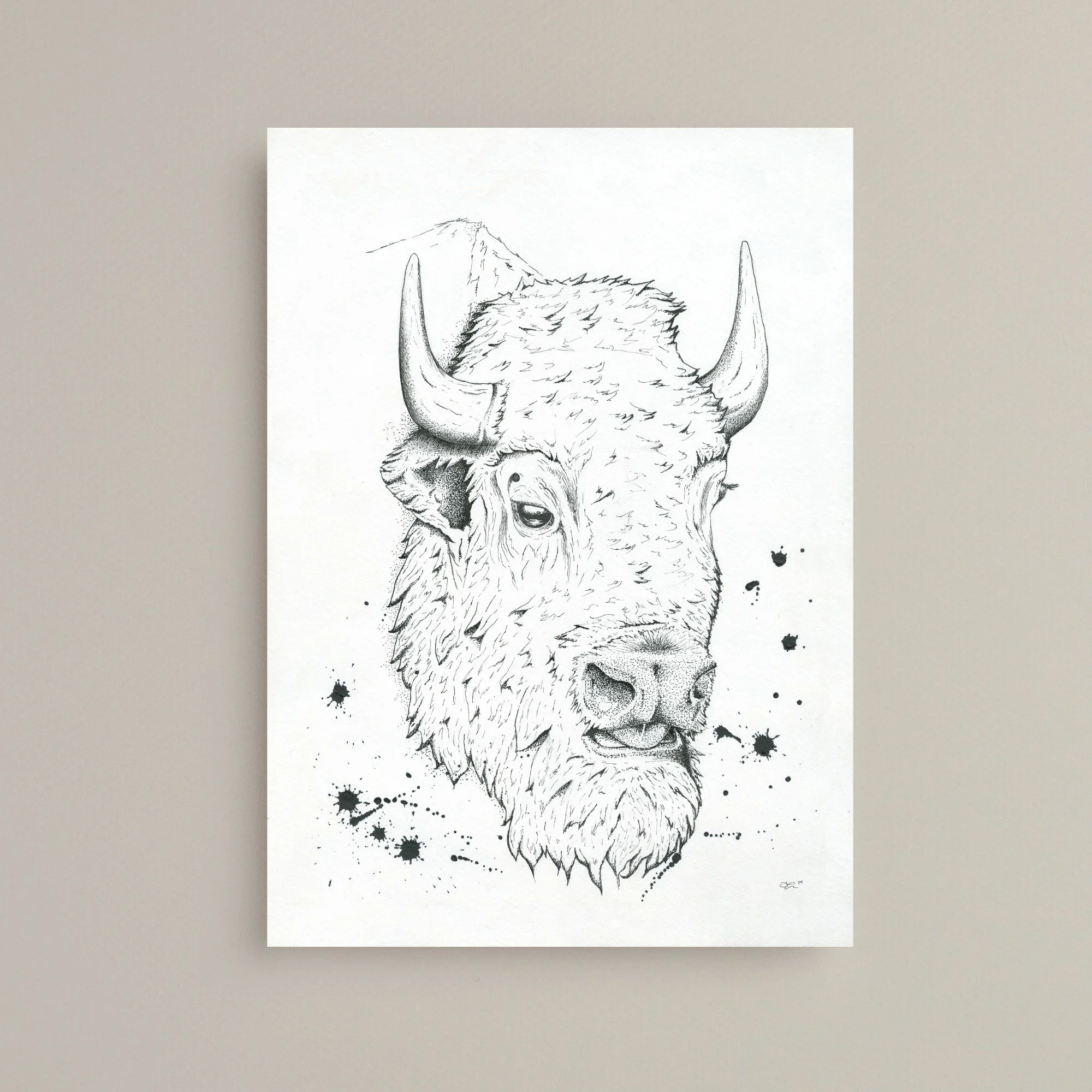 Bison print on heavy weight matte paper