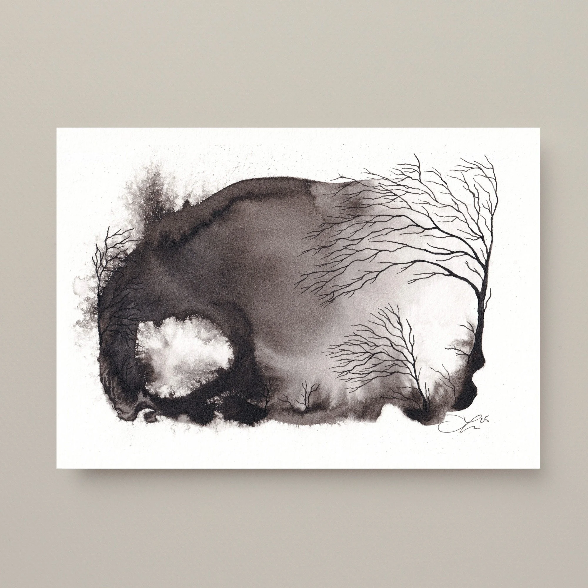 India Ink Landscape no. 2 5x7 gicleé print