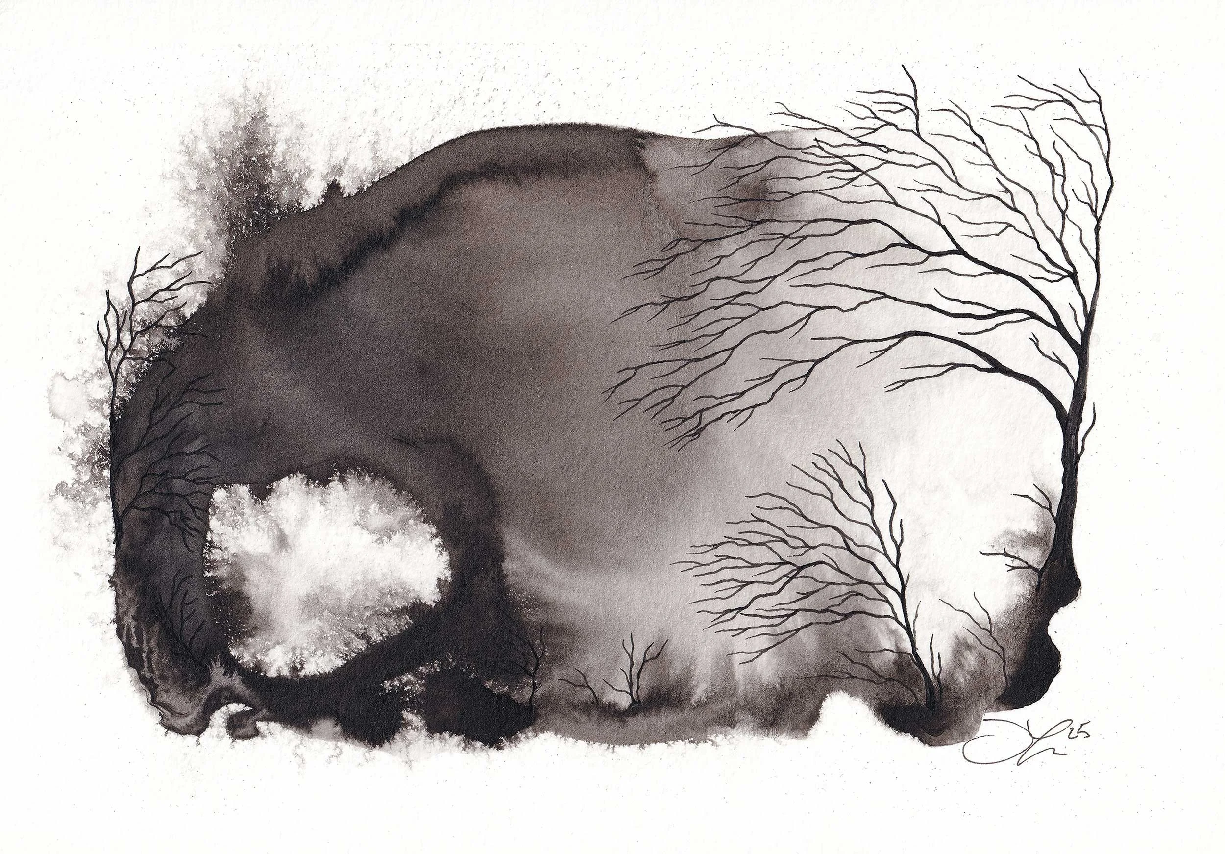 Landscape Study in India Ink no. 2