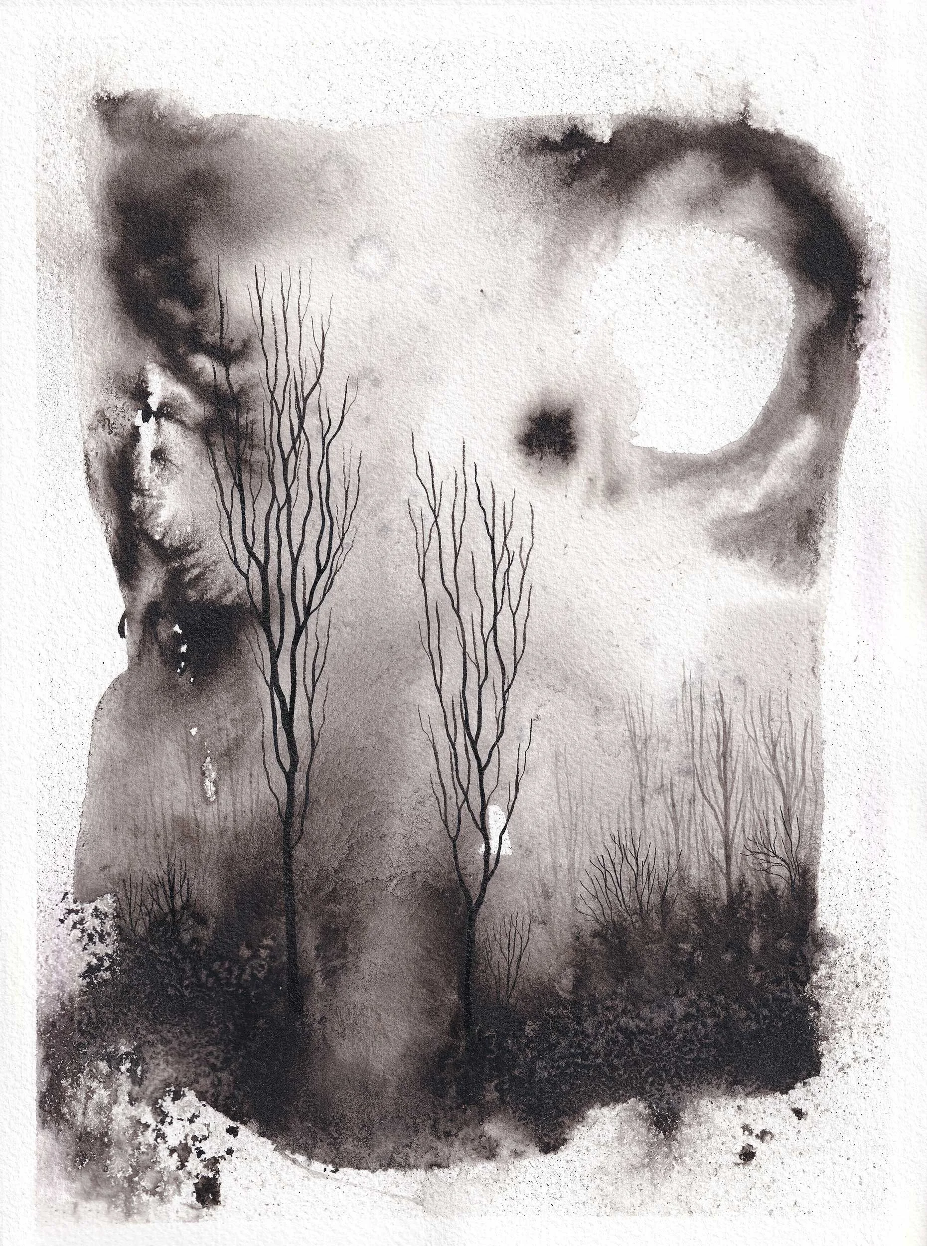 Landscape Study in India Ink no. 8