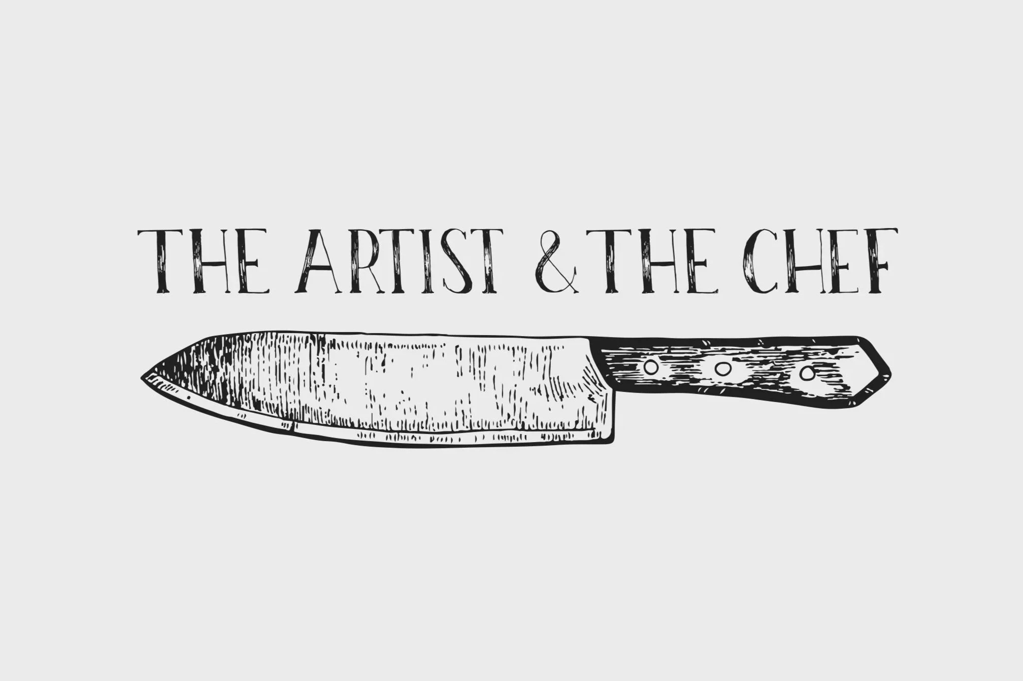 Text that reads 'The Artist & The Chef' and an illustration of a chef's knife.