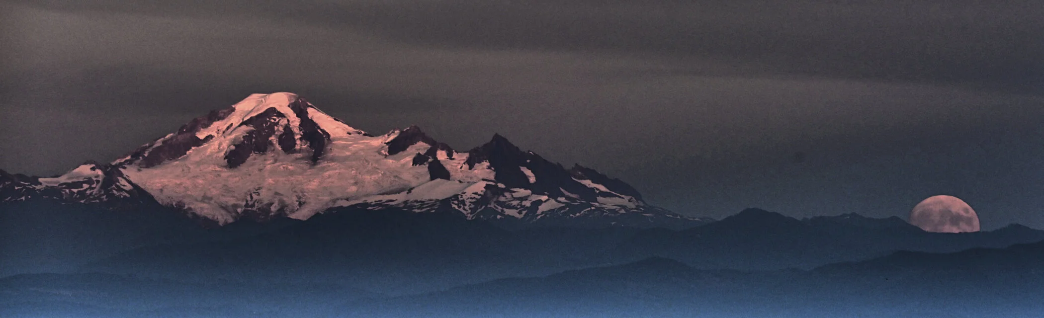 Sunset and Moonrise at Mt. Baker