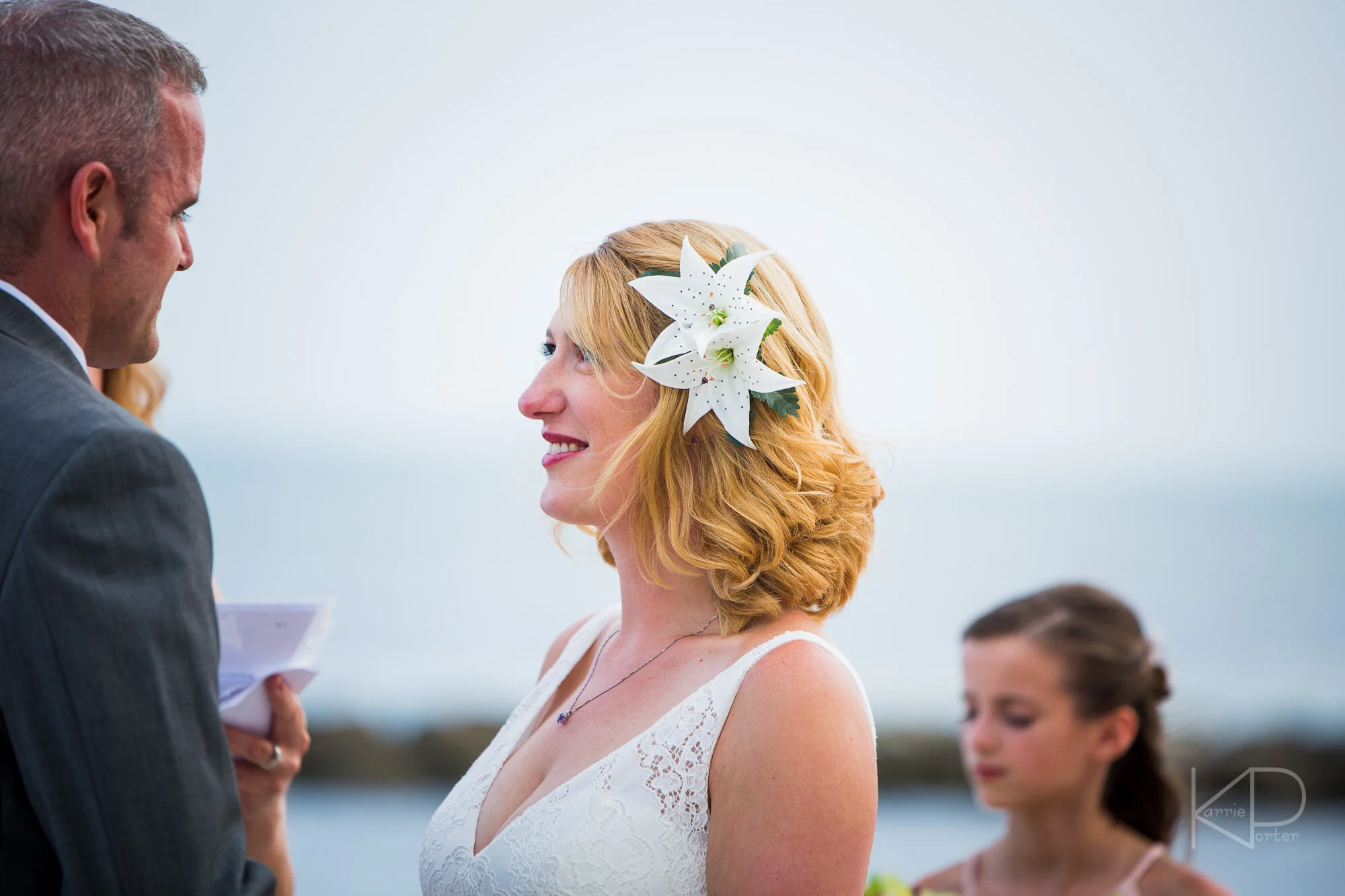 Couple getting married under fortress arches