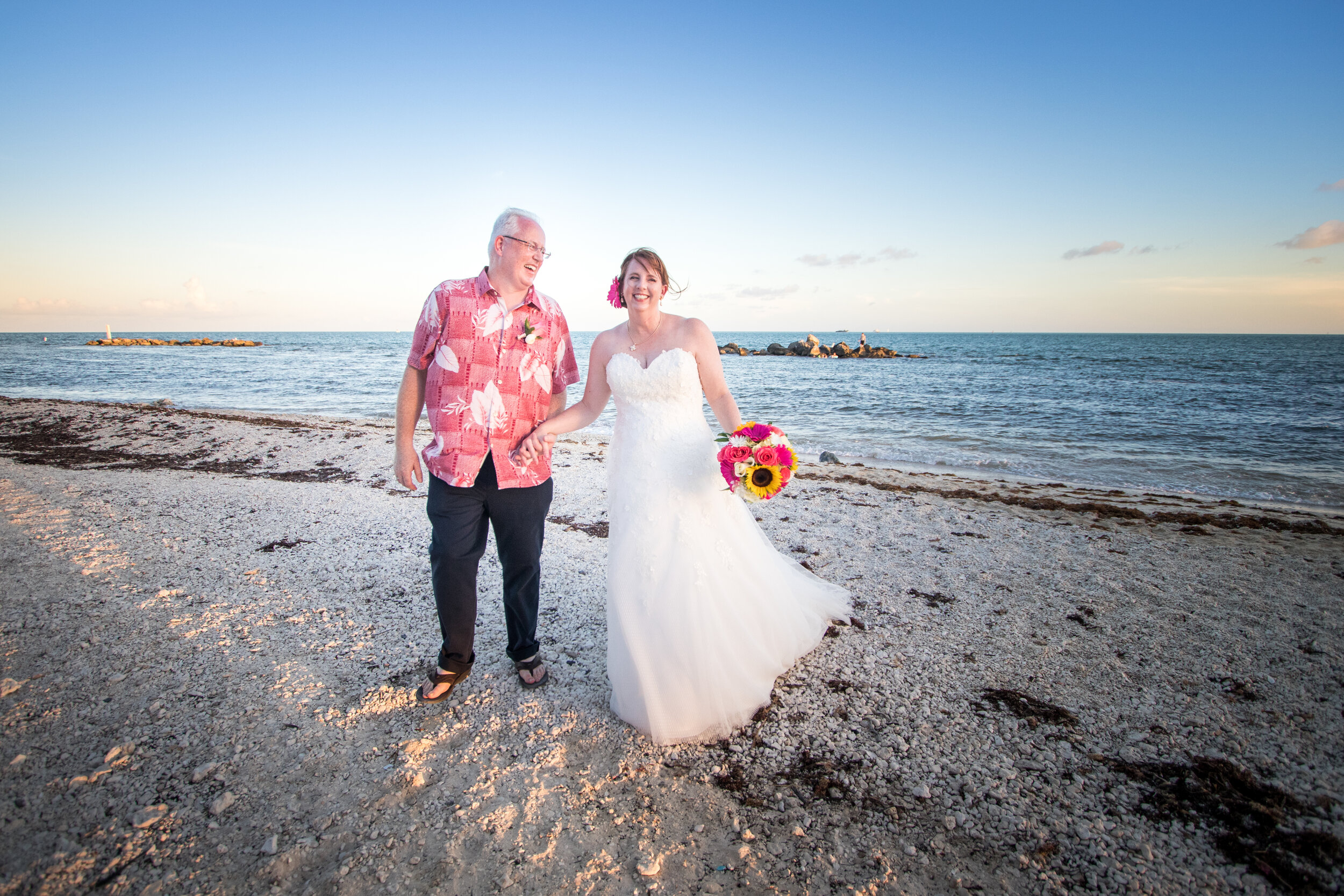 Retouching Key West beach wedding photo - before