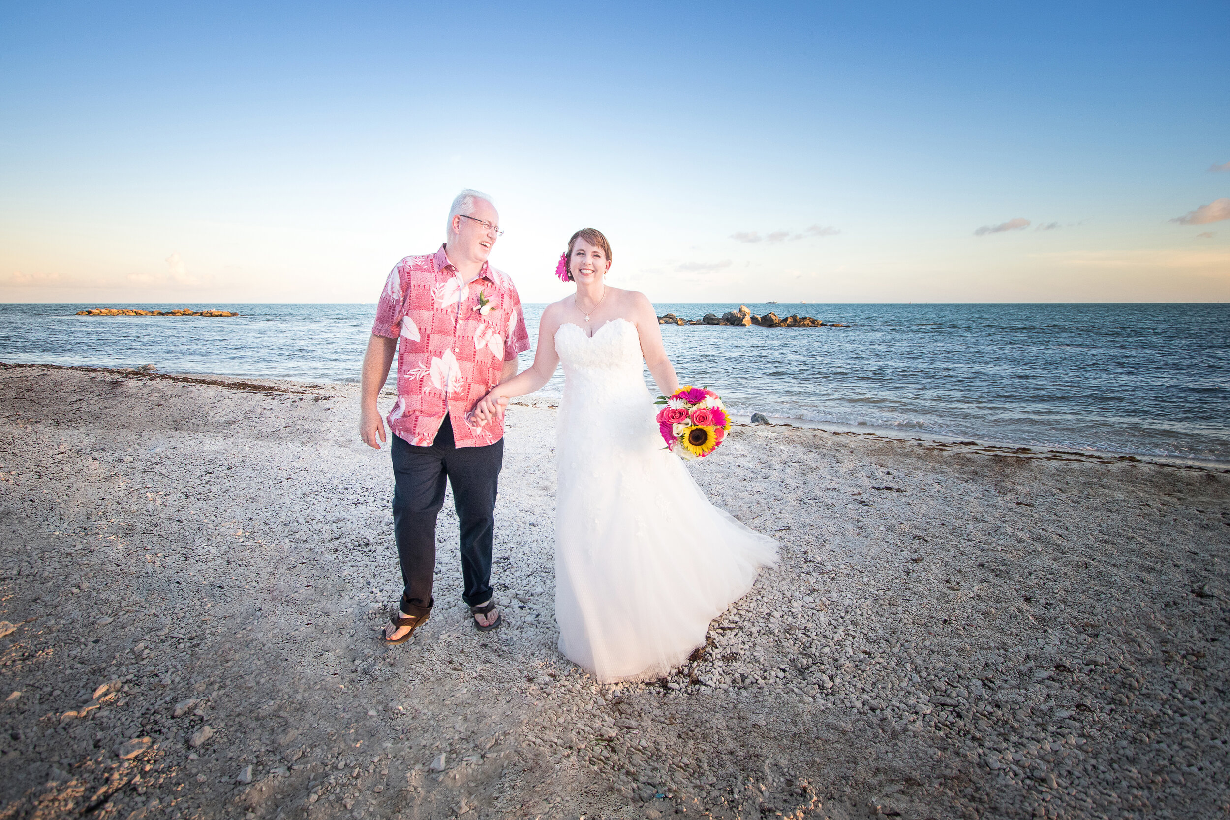 Retouching Key West beach wedding photo - after