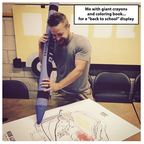 large 3D crayons and coloring book.