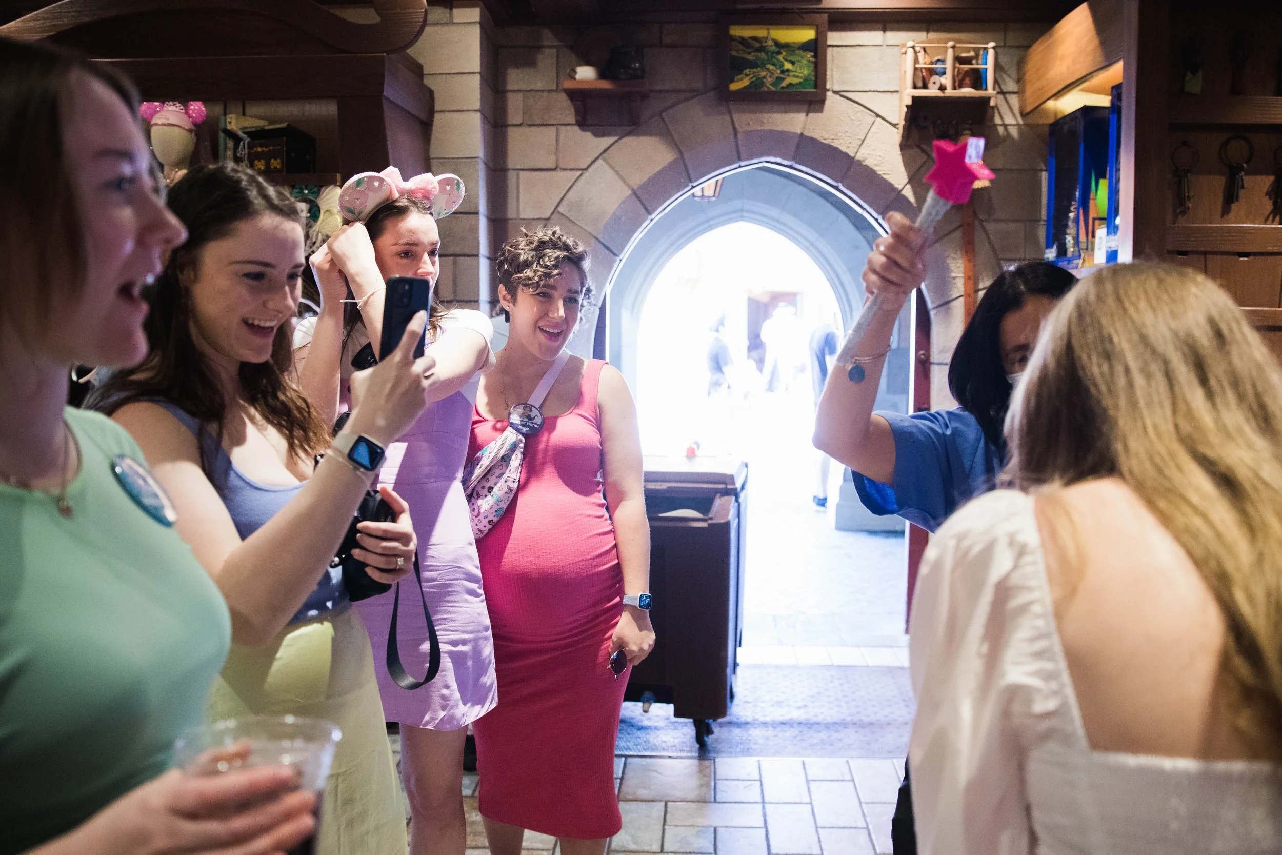 Bride to be gets pixie dusted at the Magic Kingdom.