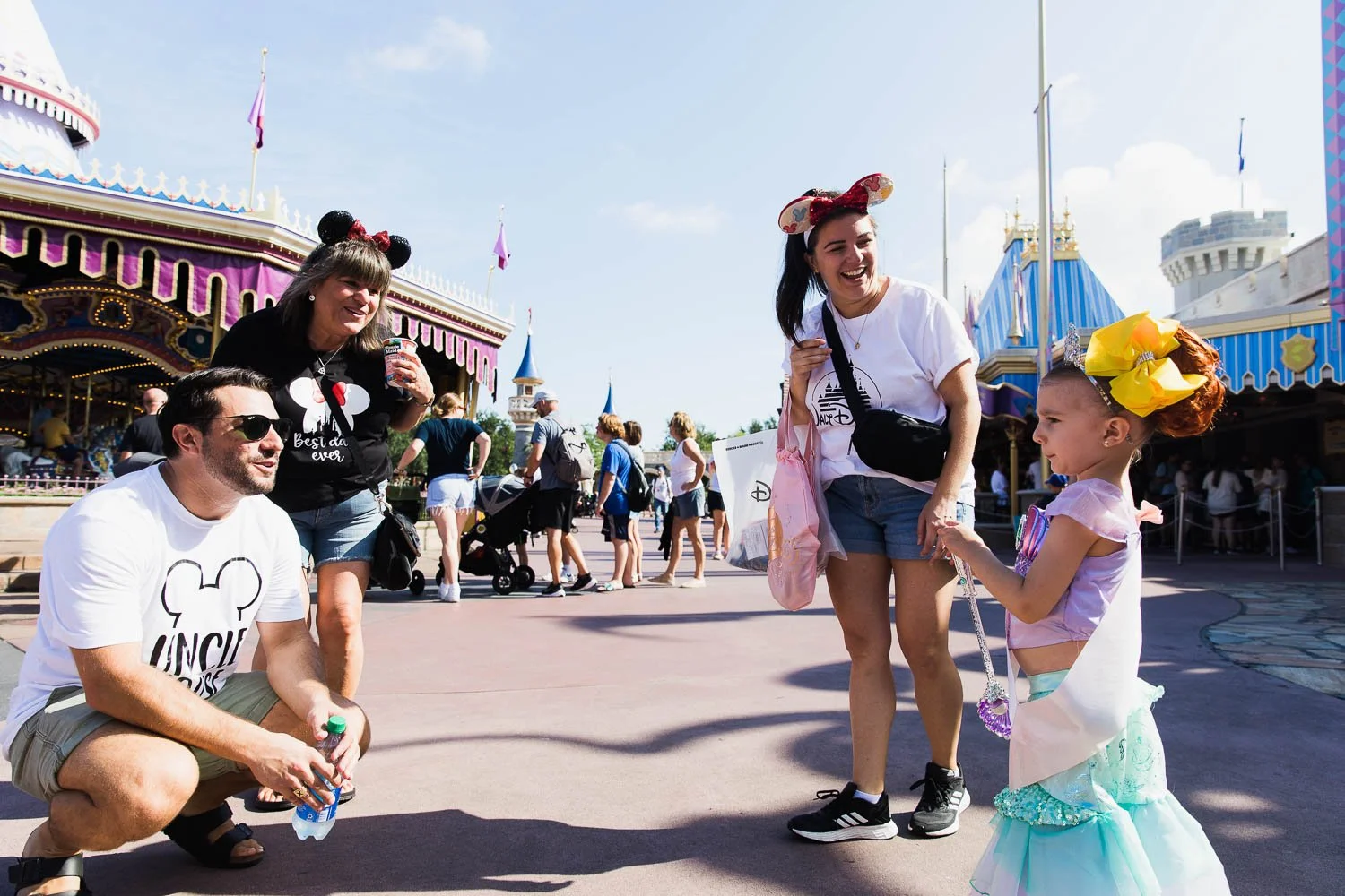 Little girl sees her family in Fantasyland after a Bibbidi Bobbidi Boutique makeover.