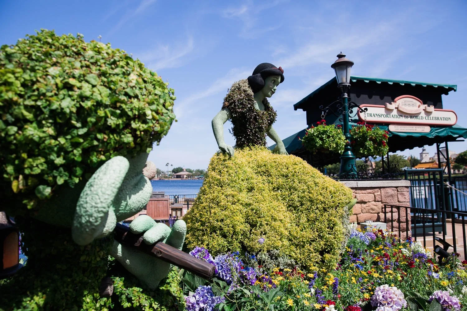 Snow White and Dopey topiary at Flower and Garden Festival in Epcot.
