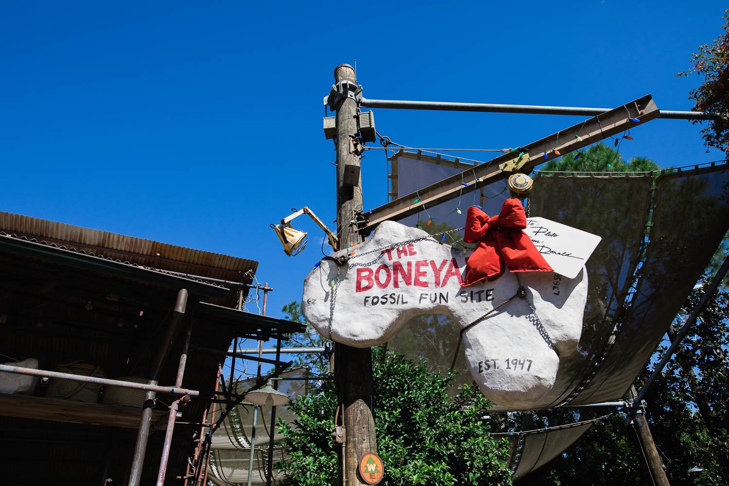 Signage of the Boneyard play area at the Animal Kingdom theme park.