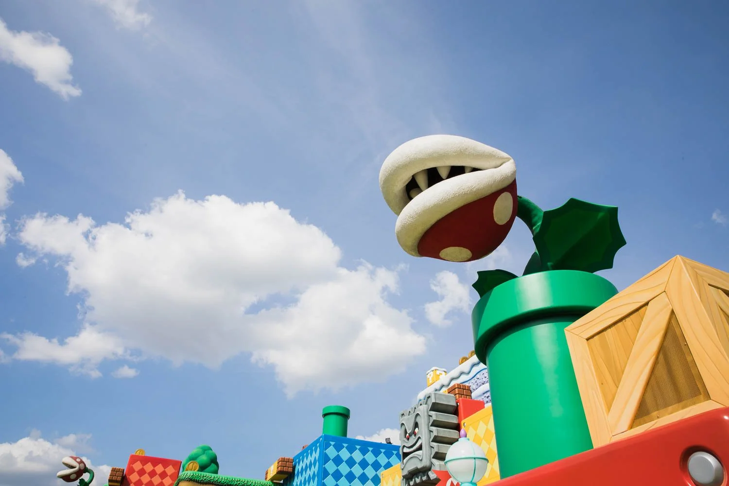 View of the sky from Super Nintendo World at Epic Universe.