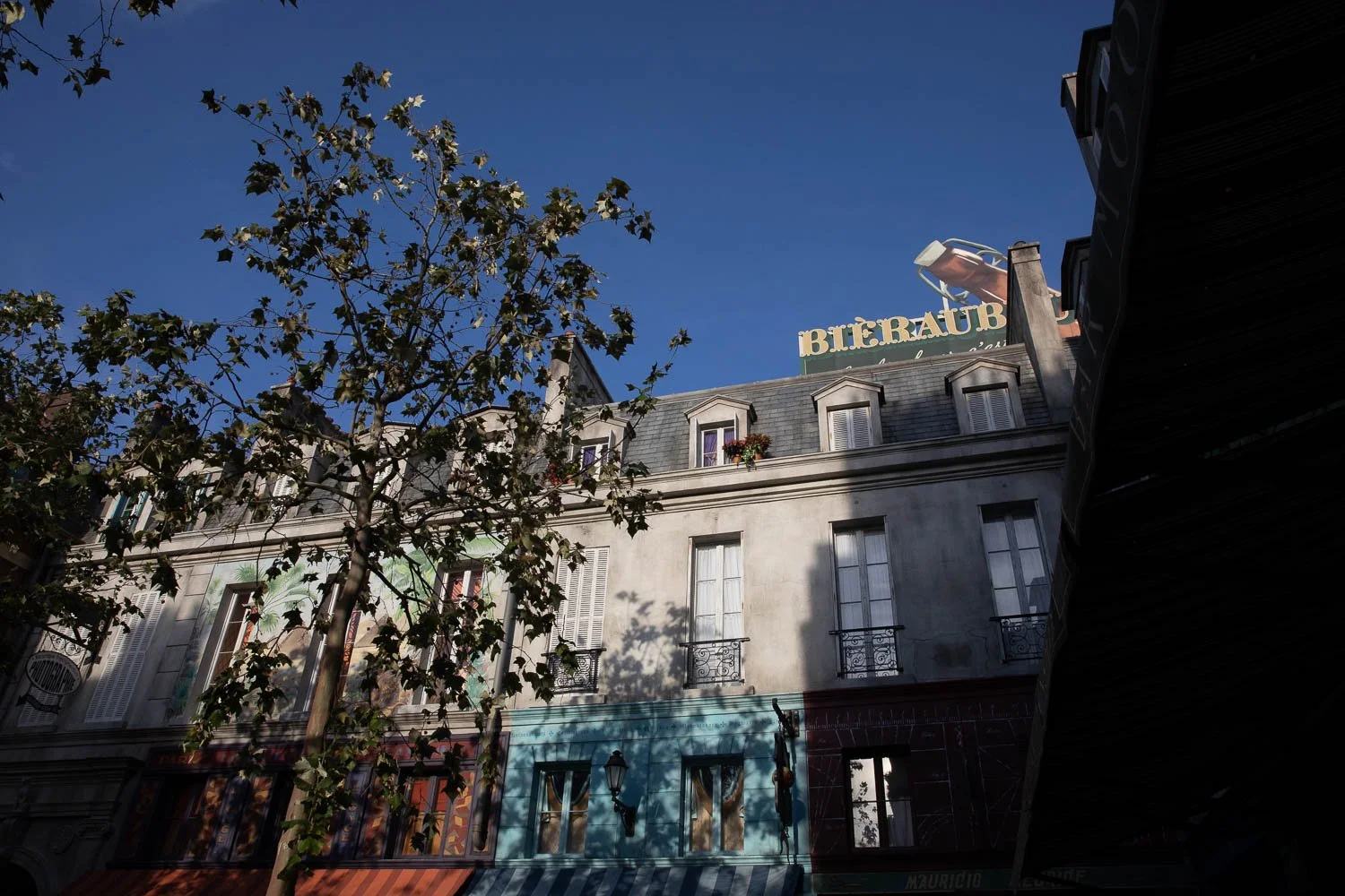 The tops of buildings in the Wizarding World at Epic Universe.