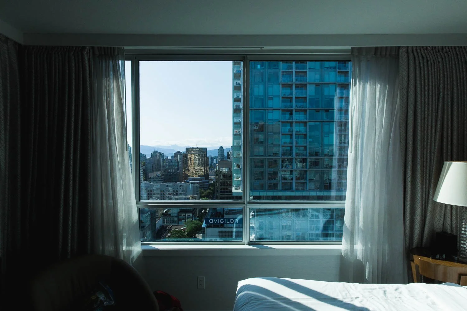 The view from a suite at Hilton Vancouver Downtown.