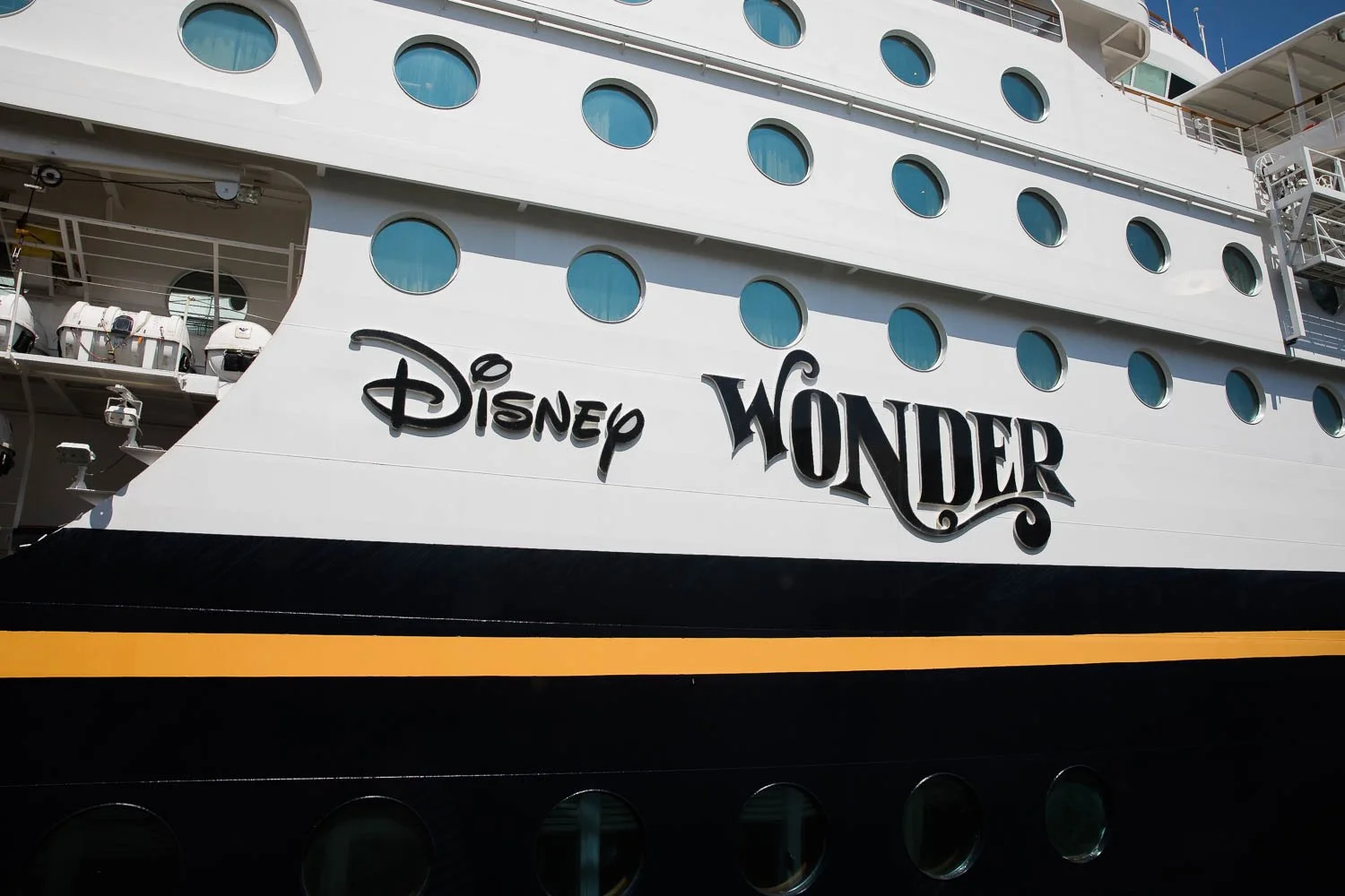 Disney Wonder ship signage.